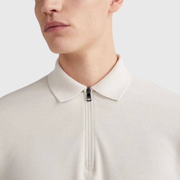 Tommy Hilfiger Zipped Polo Off White