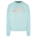 Palm Angels White Shark Sweater Licht Blauw