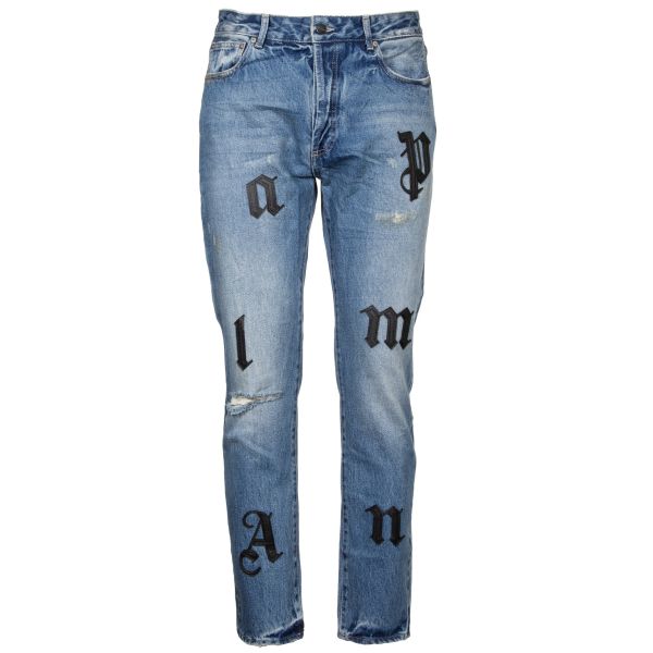 Palm Angels Logo Patch Classic Jeans Blauw