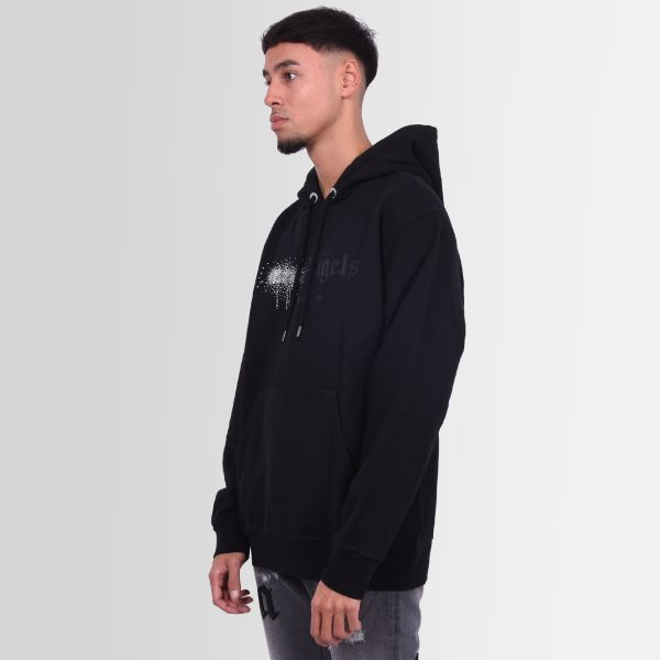 Palm Angels Rhinestone Sprayed Hoodie in Black