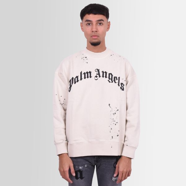 Palm Angels GD Glittered Logo Sweater Off White