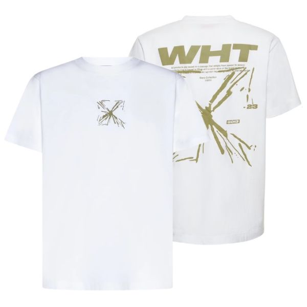 Off White Splash Arrow Slim T shirt Wit Mezaldy