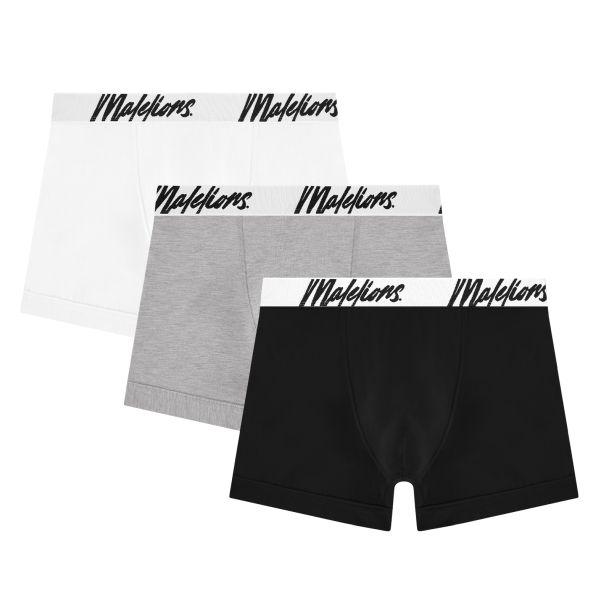 Malelions Boxer 3-Pack Wit/Grijs/Zwart