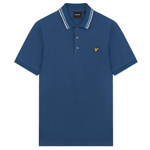 Lyle & Scott Dashed Tipped Polo Blauw