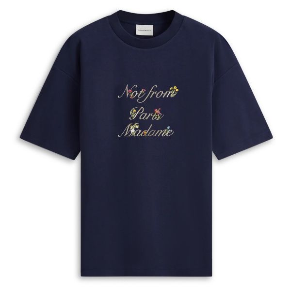 Drôle De Monsieur Slogan à Fleurs T-shirt Navy