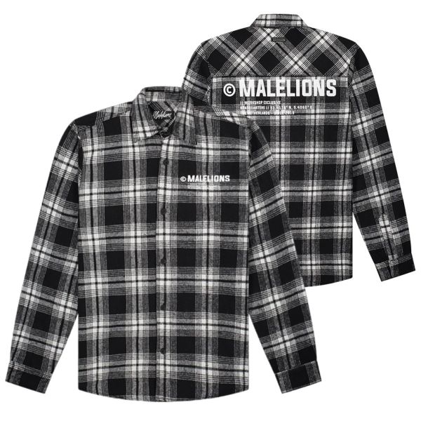 Malelions Workshop Flannel Overshirt Zwart/Wit