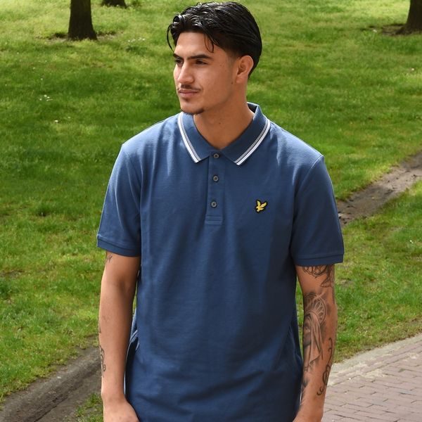 Lyle & Scott Dashed Tipped Polo Blauw