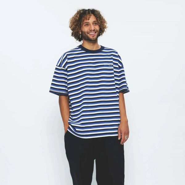 New Amsterdam Surf Association Dam Stripe T-shirt Blauw