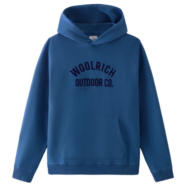 Woolrich Organic Cotton Script Hoodie Blauw