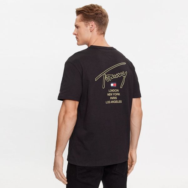 Tommy Jeans Classic Gold Signature T-shirt Zwart