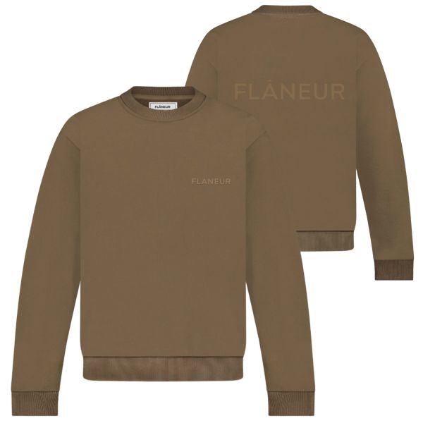 Flâneur Tonal Logo Sweater Bruin