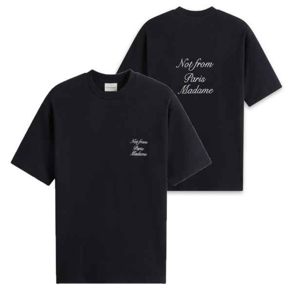 Drôle De Monsieur Slogan Cursive T-shirt Zwart