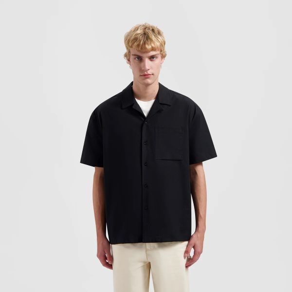 Olaf Cotton Linen Overhemd Zwart