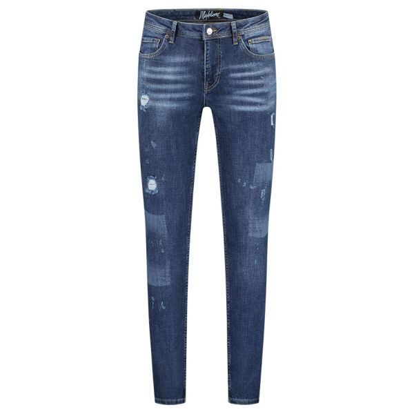 Malelions Stained Jeans Donker Blauw