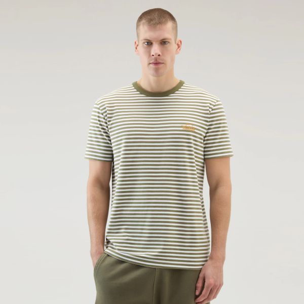 Woolrich Striped T-shirt Groen/Wit