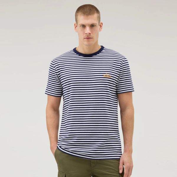 Woolrich Striped T-shirt Blauw/Wit
