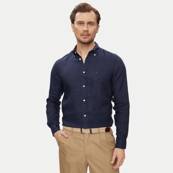 Tommy Hilfiger Pigment Dyed Solid Overhemd Navy